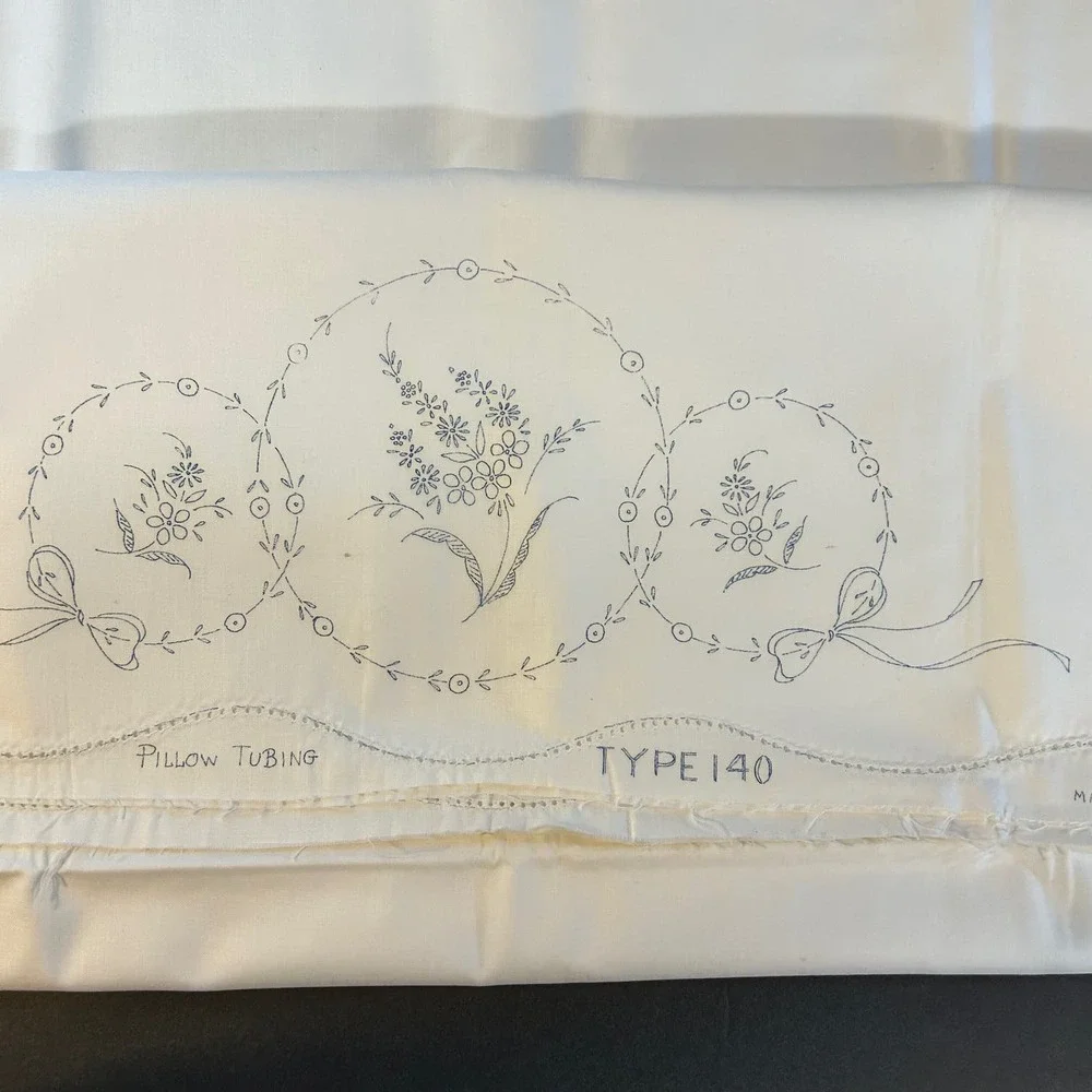 Vintage Minuet Stamped Floral Pillow Tubing #3620 To Embroider 64x21‎ NOSWT
